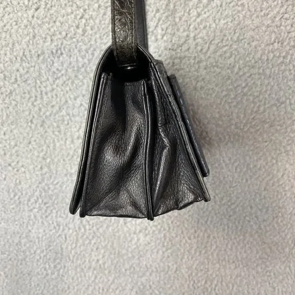 VTG Brighton Black Croc Leather Crossbody Clutch Purse Organizer Wallet Vintages - Picture 5 of 14